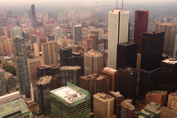 City towers carrying network equipment