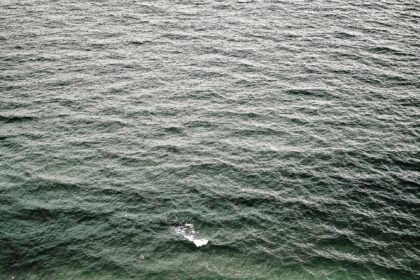 Ocean waves photographed from a drone, the restless surface of the Atlantic system